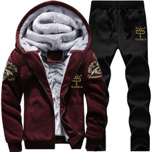 Load image into Gallery viewer, Men Tracksuit Camouflage Print Fleece Lined Thick Warm Hooded Set Winter Patchwork Jacket Mens Sweatshirt Pants Jogger Suit 2Pcs
