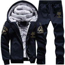 Load image into Gallery viewer, Men Tracksuit Camouflage Print Fleece Lined Thick Warm Hooded Set Winter Patchwork Jacket Mens Sweatshirt Pants Jogger Suit 2Pcs