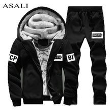 Load image into Gallery viewer, Men Tracksuit Camouflage Print Fleece Lined Thick Warm Hooded Set Winter Patchwork Jacket Mens Sweatshirt Pants Jogger Suit 2Pcs